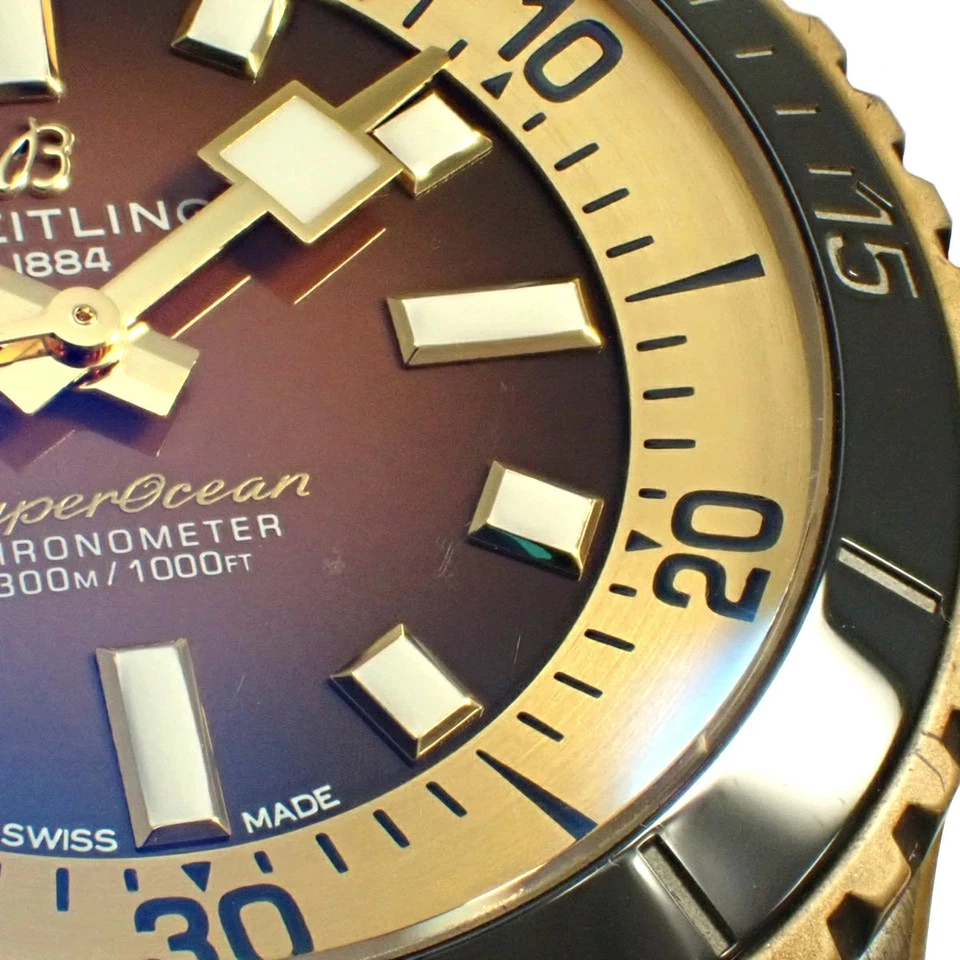 Reloj Pulsera Hombre Breitling Superocean Automático 44 N17376 Bronce Goma Marrón Foto 2 de 4