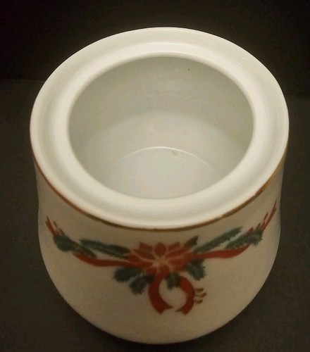 Vtg Kmart Porcelain Poinsettia & Ribbons Sugar & Creamer Set Original Box - Picture 5 of 15
