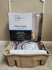 MAINSTAYS Floor Lamp White finish with white shade 5 ft 11 in Height OPEN BOX 