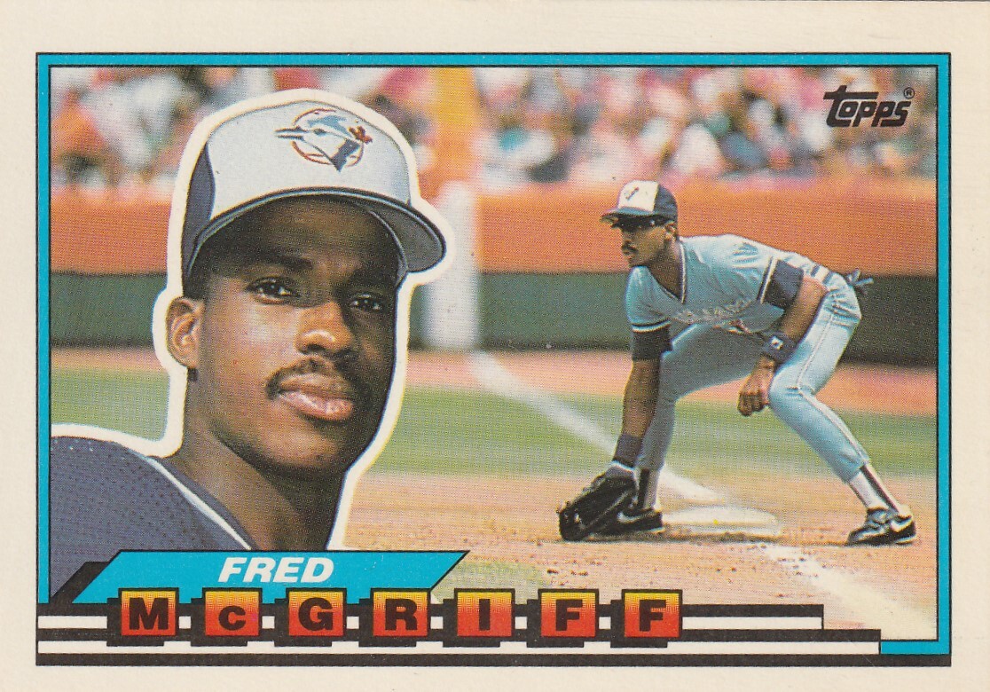 FREE SHIPPING-MINT-1989 Topps Big Fred McGriff #15 PLUS BLUE JAYS BONUS CARDS