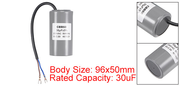 CBB60 Run Capacitor 30uF 250V AC 2 Wires 96x50mm with