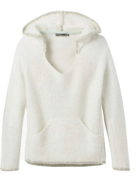 PrAna women s XS shine On hooded Pullover sweater ivory gray kangaroo pocket