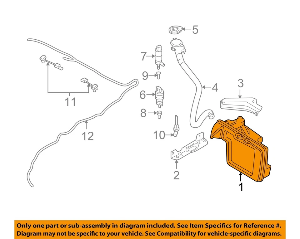 Reservatório de fluido de lavadora usado serve: 2008 Bmw 535I com arruelas de farol grau A - Imagem 3 de 4