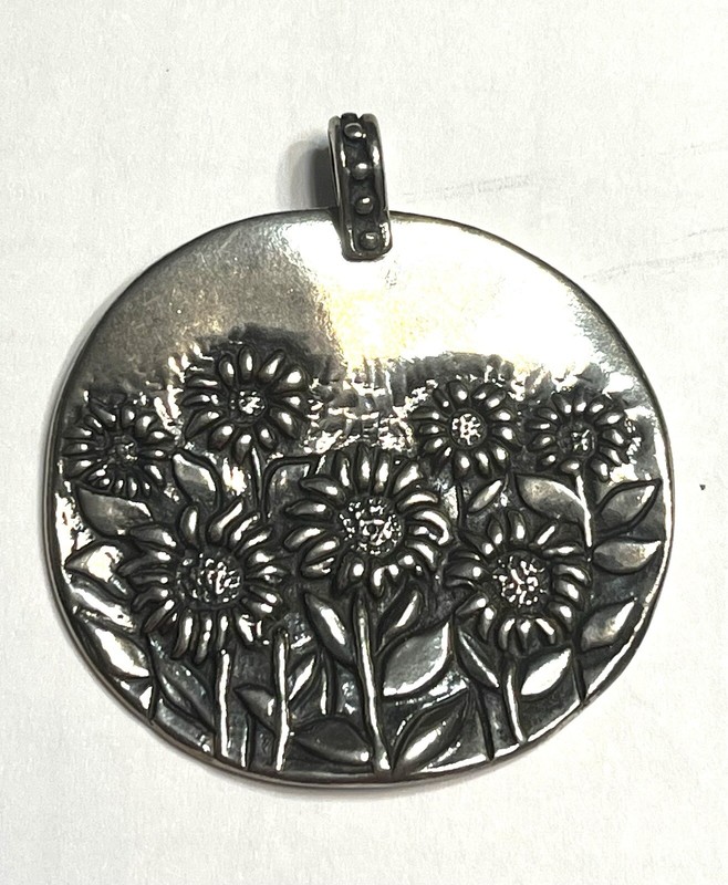 NWOT Or Paz Sterling Silver 925 Large Sunflower  Pendant (NO CHAIN) Israel B Au