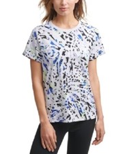Calvin Klein Performance Women's Print Logo T-Shirt White Multicolor Size L
