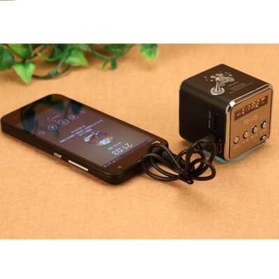 1× Portable Mini Speaker Music Player FM Radio Receiver MicroSD TF USB MP3 Black