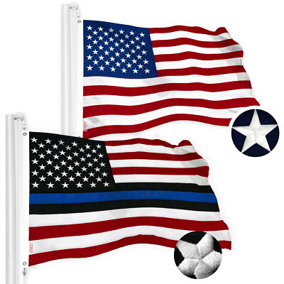NEW G128 Blue Lives Matter Flag and American USA Flag Set 4x6 FT Spun Polyester