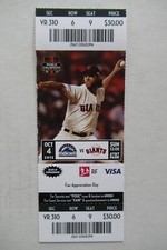 SAN FRANCISCO GIANTS VS ROCKIES 10/4/2015 FULL TICKET ~ COREY DICKERSON HR