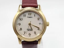 Timex Indiglo Quartz Womens Watch New Battery MOP Date Dial 25mm