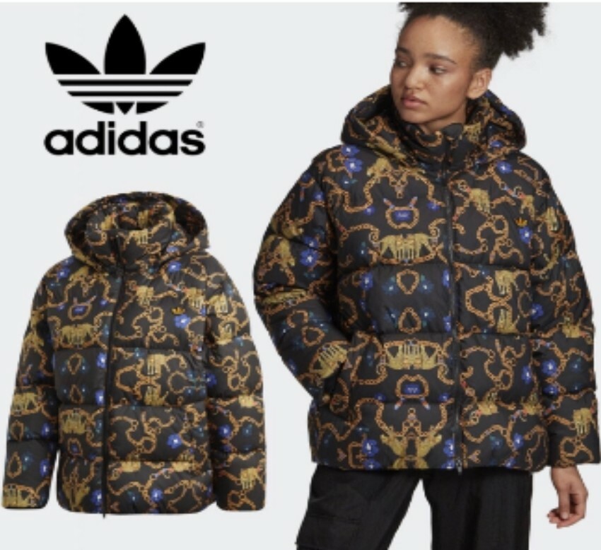 New Adidas OS Her Studio Down Puffer Jacket Chains Leopard