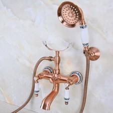 Antique Red Copper Clawfoot Bath Tub Faucet with Handshower - Wall Mount fna379