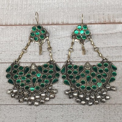 Kuchi Earring Afghan Tribal Fashion Red Glass Jingle Bells Star Earring KE208 Kuchi Earring Afghan Tribal Fashion Red Glass Jingle Bells Star Earring KE208