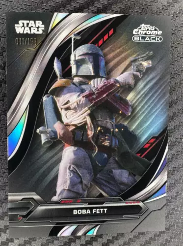 2024 Topps Chrome Black Star Wars Boba Fett Rainbow Refractor /199 #85