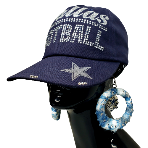Dallas Football Navy Fitted Adj. Cap with Crystals, Studs  display picture 3