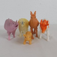 Farm Animal Kids Toys Lot of 5 Hard Plastic Cow Pig Ram Goat Pretend Play