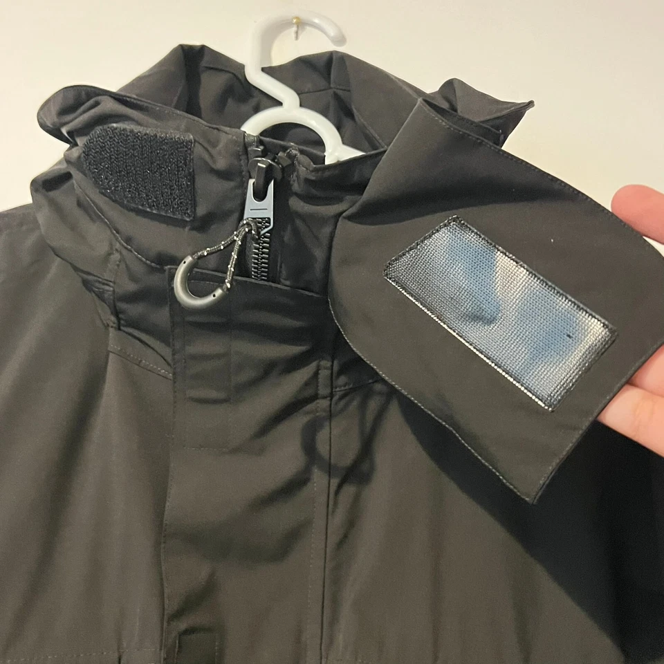 Zara Mens Parka Work Jacket Size S-M Jet Black Stretch Winter Full Zip Hook Loop - Image 2 of 4