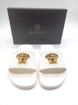 AUTH Versace Medusa Rubber Pool Slides Sandals Size 6 US