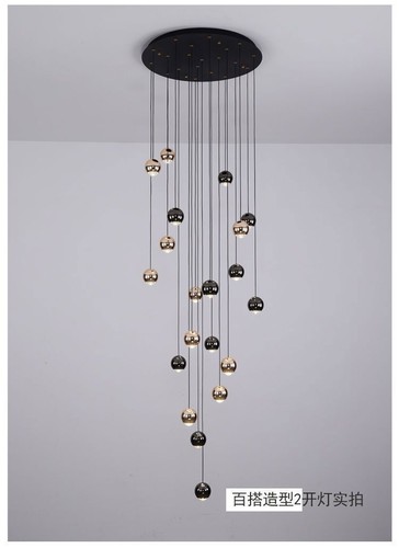 Staircase Long Chandelier Villa Pendant Light Luxury Simple Ball Living Room - Picture 8 of 14