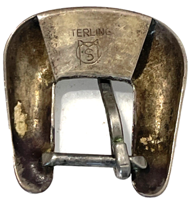 Boucle De Ceinture Vintage Argent Sterling – Ranger Gravé MCS (années 1940)