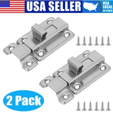 2Pcs Stainless Steel Door Latch Sliding Lock Security Keyless Entry Home Hotel