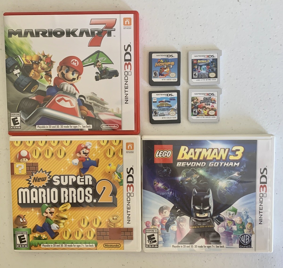 Nintendo DS3 DS Games x4 Mario DC Comics Lego Batman EUC