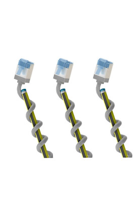 3er Set Ultraflexibles CAT 6A Patchkabel, slim, U/FTP, grau, 15 m