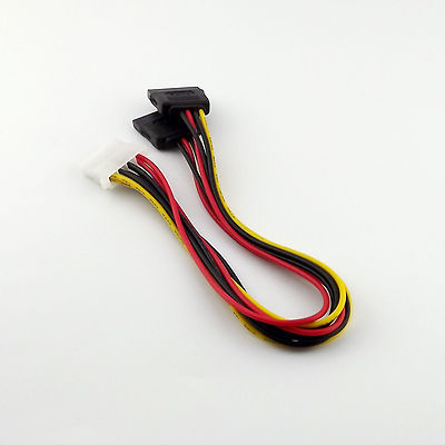 IDE 4Pin Female Molex to Dual SATA Female Y Splitter HDD Power Adapter Cable 1FT