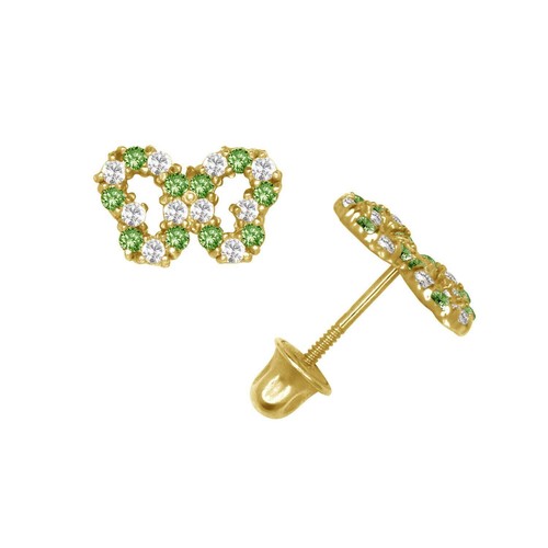 14k Yellow or White Gold Butterfly CZ Stud Earrings - Picture 3 of 24