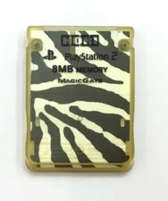 Official Sony Playstation 2 Hori Memory Cards x2 PS2 OEM Zebra  Camo bundle