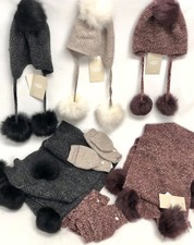 Ugg Australia Tri Pom Cashmere Hat Quatro Pom Cashmere Scarf Flip Mittens Womens