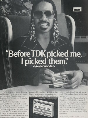 Stevie Wonder TDK特集冊子 Stevie Wonder Vintage 1980 TDK Original Print Ad 8.5 x 11