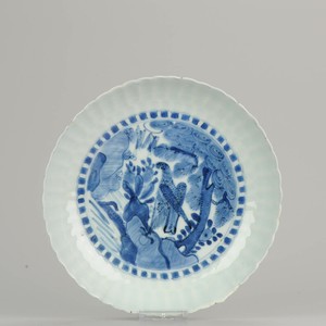 Antique Chinese Porcelain 17th c Kraak porcelain dish with Bird China Ming