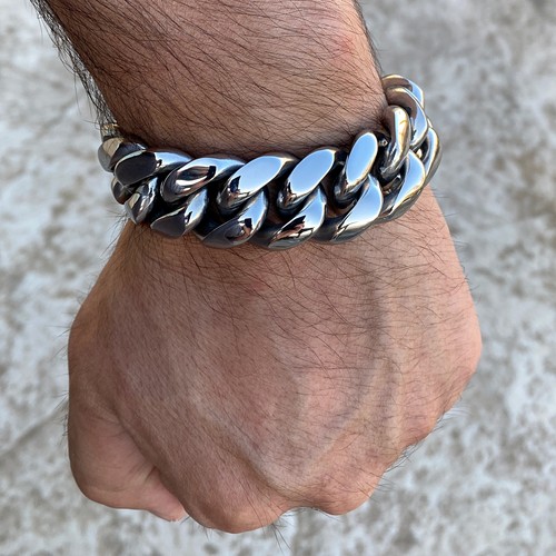 Mens 316L Stainless Steel Miami Cuban Link Bracelet Heavy 8.5" x 22MM Thick - Picture 5 of 12