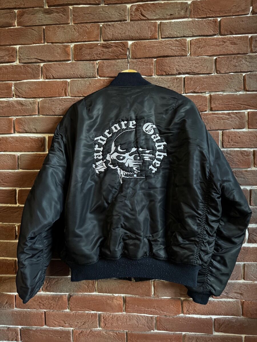 Rare Vintage 00s Bomber Jacket Gabber Hardcore Rave M Black Rare Vintage 00s Bomber Jacket Gabber Hardcore Rave M Black