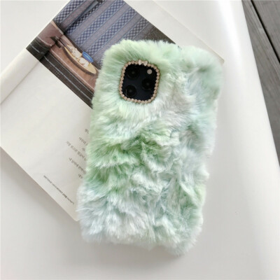 New Fuzzy Fluffy Rabbit Fur Girl Bling Glitter Rhinestone Soft Plush Case Cover