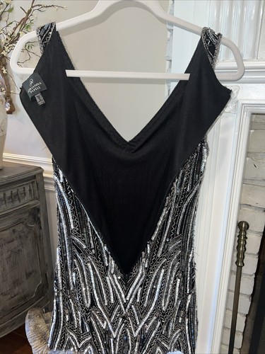 Adrianna Papell Beaded Dress Sz 0 Stunning Heavy Weight Crystal Chandelier Like - Picture 9 of 17