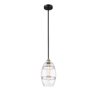 Innovations 616-1S Vaz 1Lt 8'' Stem Mini Pendant, BK BS/CL - 616-1S-BAB-G557-8CL