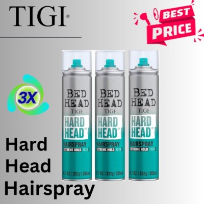 Bed Head by TIGI Hard Head Haarspray für extra starken Halt 385ml 3er Pack