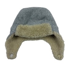 Zutano Gray Fleece Sherpa Winter Trapper Hat Baby Infant Unisex Sz 6 Months