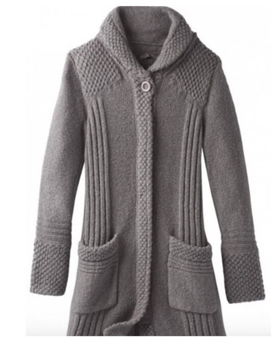 PrAna ELSIN SWEATER COAT In Gravel Sz M