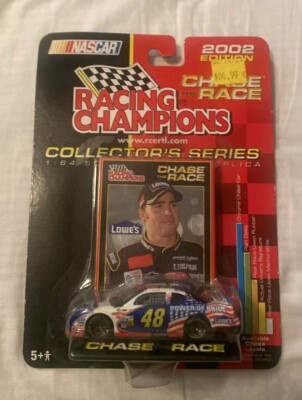 Jimmy Johnson Rookie Card 2002 Jimmie Johnson Lowes POWER OF PRIDE CHASE THE RACE 1/64 ROOKIE CAR ...