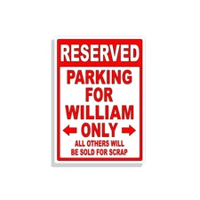 Personalized Parking Sign Wall Decal Metal Sign No Parking Customized William