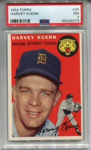 1954 Topps #25 Harvey Kuenn PSA 7 NM Detroit Tigers