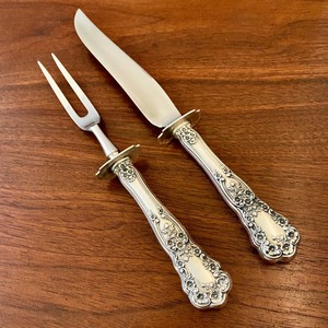 (2) GORHAM CO STERLING SILVER BUTTERCUP PATTERN CARVING SET - NO MONOGRAM