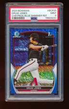 PSA 9 DRUW JONES 2023 BOWMAN CHROME PROSPECTS BLUE SHIMMER REFRACTOR RC 029/150