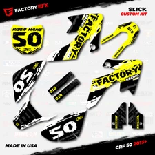 White & Yellow Slick Racing Graphics Kit fits 13-25 Honda Crf50 CRF 50 Decals