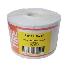Tire Label - USED TIRE  1 ROLL OF 250 STICKERS 6" X 2.5" (150mm x 63.5mm)