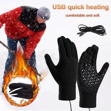 Heated Gloves Electric USB Rechargeable Hand Warm Windproof Thermal Winter