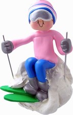 Skier Female Personalized Christmas Tree Ornament