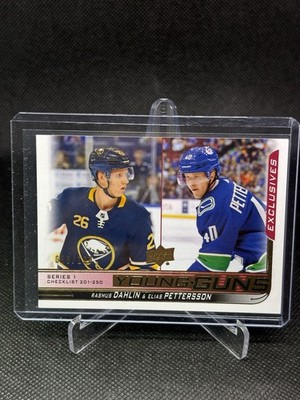 2018-19 Upper Deck Exclusives #250 Checklist Dahlin/Pettersson 056/100